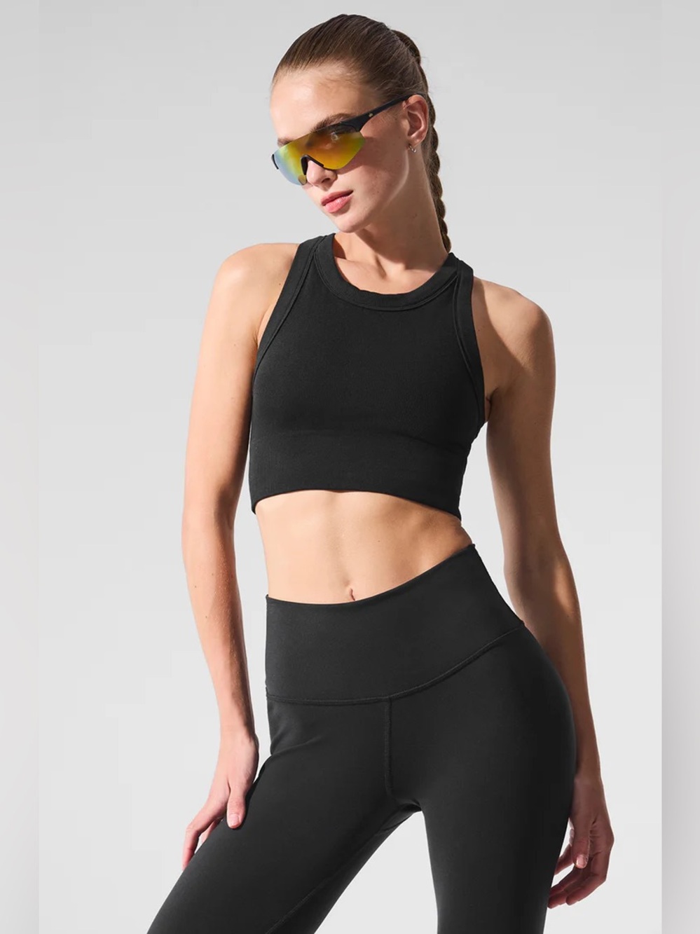 ALO Seamless Delight High Neck Bra (Black)